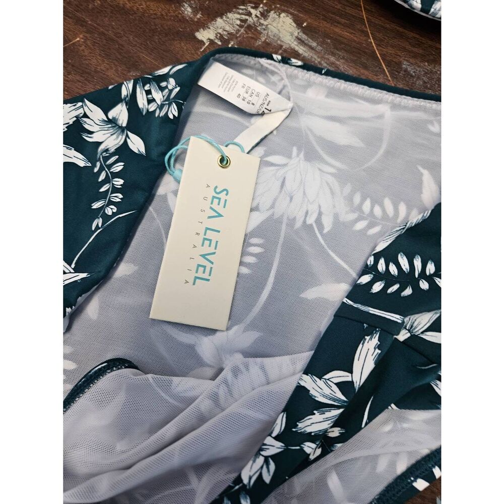 Sea Level Australia Bikini Womens size 12 NEW TAGS Emerald Green Floral 2 Piece - Picture 10 of 10
